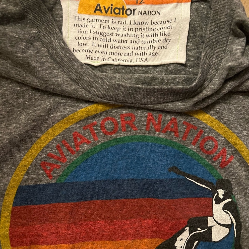 Aviator Nation Gray Tee with Rainbow Graphic - Picture 3 of 3